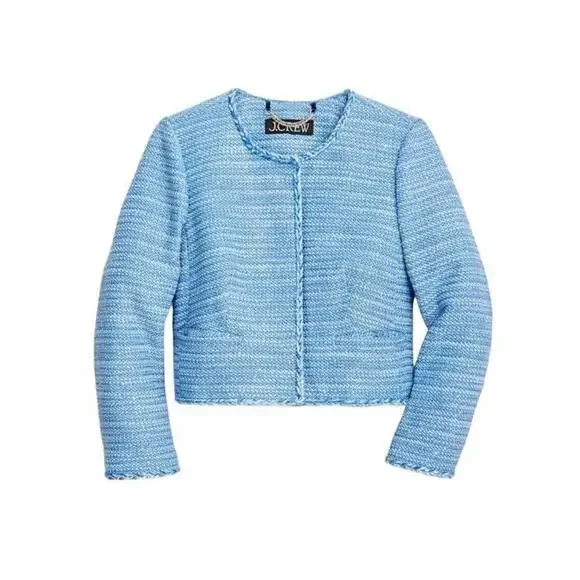 J. Crew Louisa Tweed Lady Jacket blazer + Blue Sequin Dress Size 4 6 - Picture 6 of 15